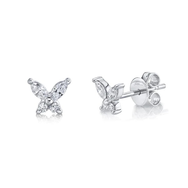 Stud Diamond Butterfly Earrings